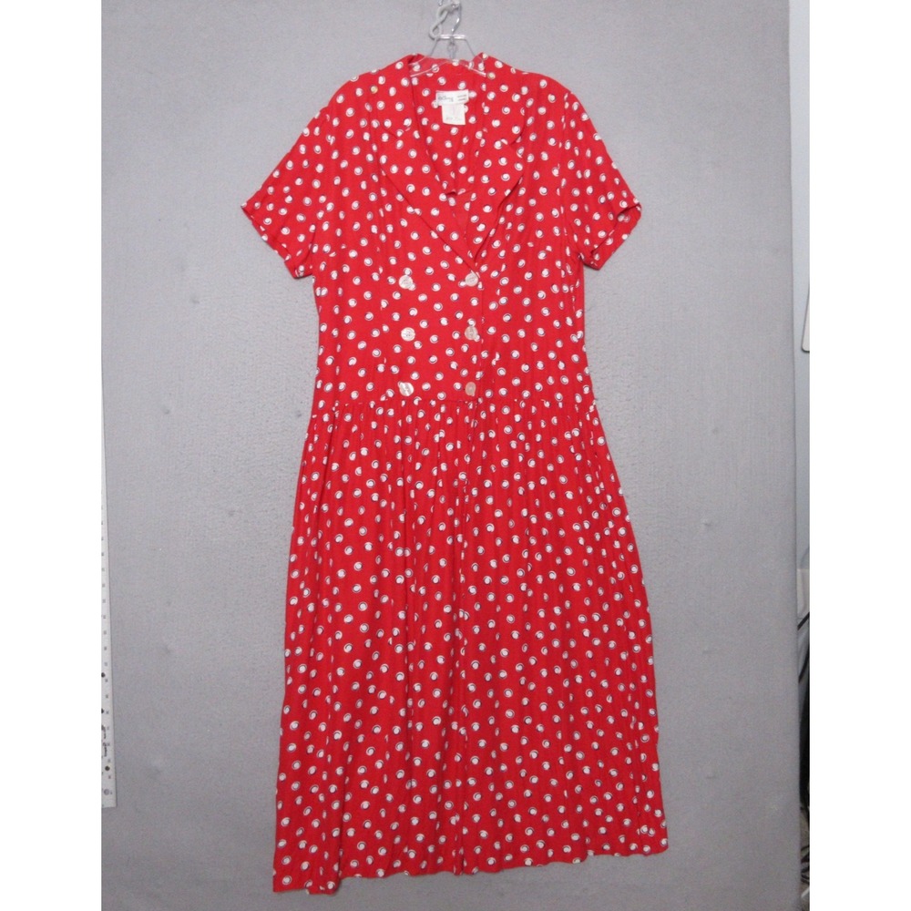 Vintage‎ Lanz of Salsburg Dress Plus Red Polka Dot Maxi Nautical Double Breasted